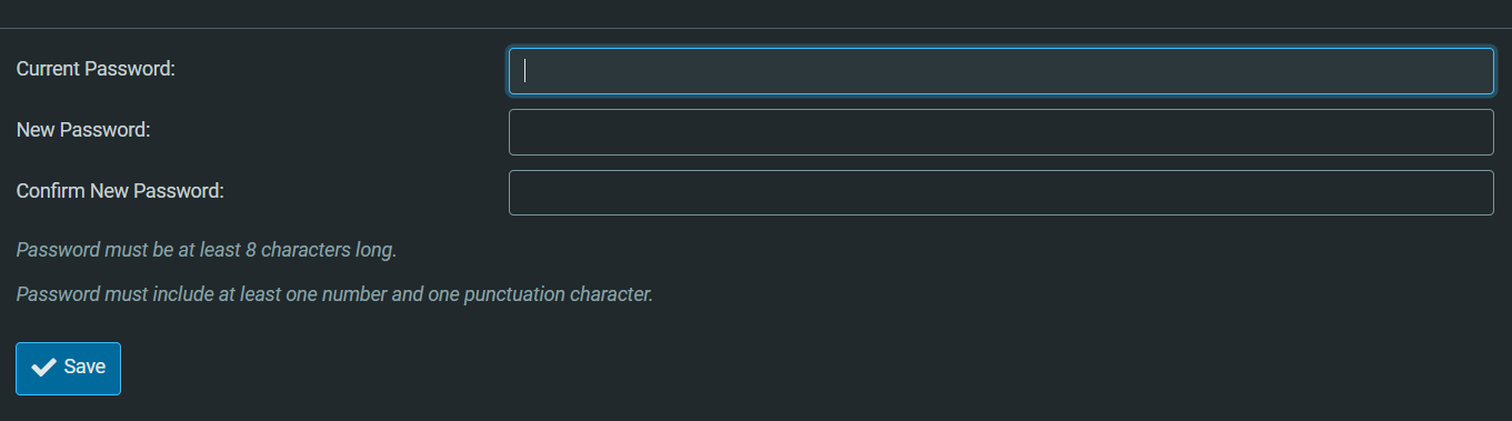 password reset field